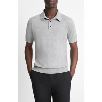 Vince Short Sleeve Wool & Cashmere Polo Sweater in Heather Grey at Nordstrom Rack, Size Xx-Large