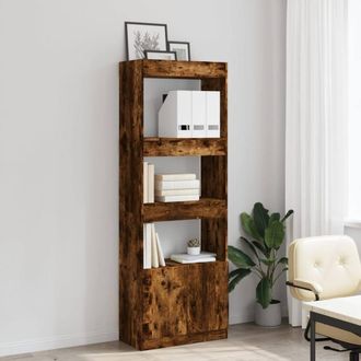 Berkfield Home Highboard&not;Smoked Oak 63x33x180 cm Engineered Wood in Brown | Size: 63 x 33 x 180 cm