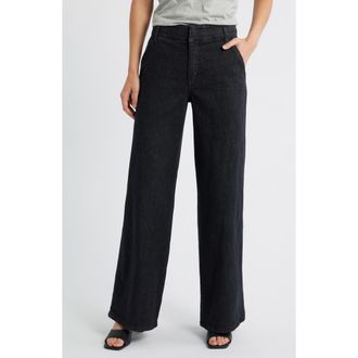 Wit & Wisdom Skyrise Double Waistband Wide Leg Jeans in Washed Black Artisanal at Nordstrom Rack, Size 8