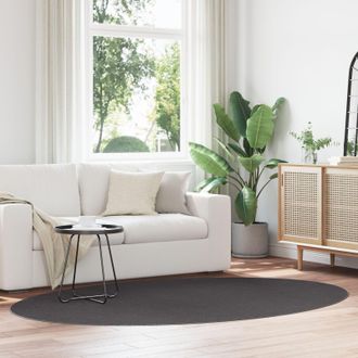 Berkfield Home Rugs Anthracite Polyester 160 x 230 cm Accent Rug Round | Size: Medium