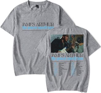 Generic Jame Arthur The Pisces World Tour 2025 T-Shirt, Adult Short Sleeve Tees Crew Neck Casual Unisex Street Daily Wear Cool,Grey,S