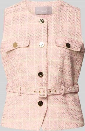 Christian Berg Weste in Boucl&eacute;-Optik mit G&uuml;rtel in Hellrosa, Gr&ouml;&szlig;e 34