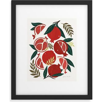 Deny Designs Pomegranates Pattern Framed Art Print in Green at Nordstrom, Size 11X14