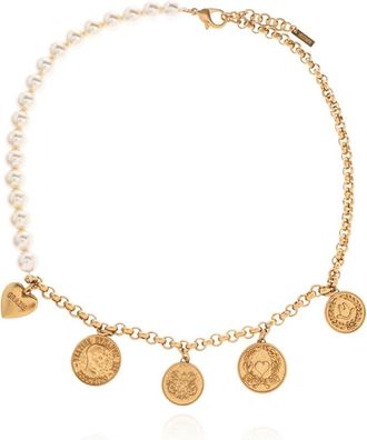 Moschino Ketting met hangers - Dames - Kettingen - Geel - ONE Size - Leer - Accessoires