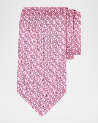 Ferragamo Men & apos;s Varenne Horse and Gancio Silk Tie