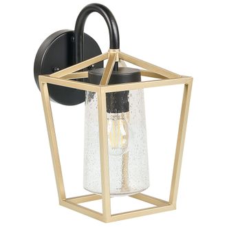 Beliani Beliani - L&aacute;mpara De Pared De Metal Vidrio Dorado Negro 33 Cm Aplique Exterior Ordie