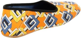 Gucci Geometric G Print Satin Slipper - Orange
