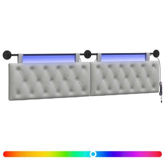 vidaXL Cabecero Colgante Con Luz Led Gris Nube Tela Vidaxl