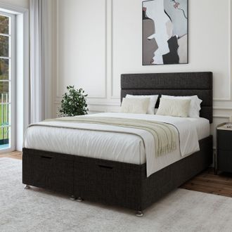Bedmaster Linen Ottoman Divan Base in Charcoal | Size: Double