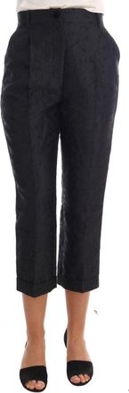 Dolce & Gabbana Womens Black Floral Brocade Capri Pants Viscose