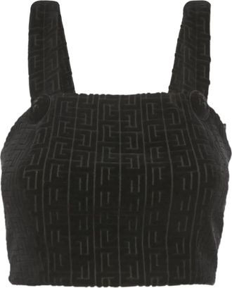 Balmain Top crop in a fantasia - Nero