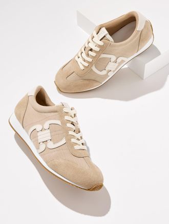 Talbots Alex Status Herringbone Suede Sneakers - English Toffee/Tan - 7 1/2 M Talbots