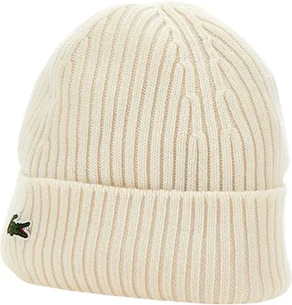 Lacoste Gorro de lana cepillada de punto acanalado - Accessories - Hombre - Blanco - ONE SIZE