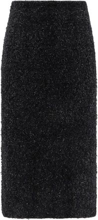 Balenciaga Tweed Midi Rok - Dames - Midirokken - Zwart - M - Tweed - Rokken