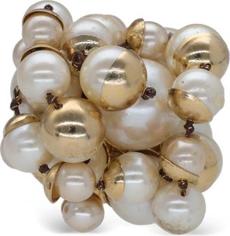 Vintage pearl round ring - Beige