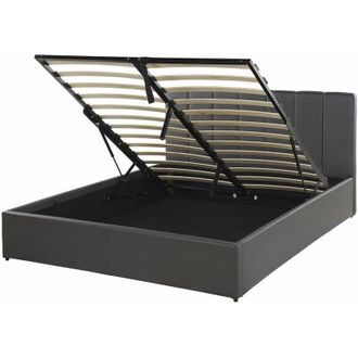 Beliani Letto Matrimoniale con Contenitore in Similpelle Grigio 140 x 200 cm Dreux