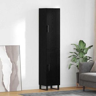 vidaXL vidaXL Credenza Rovere Nero 34,5 x 34 x 180 cm Legno multistrato
