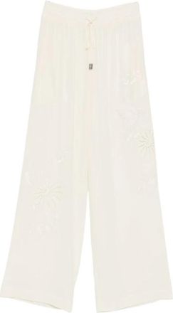 Ermanno Scervino Silk Pyjama Broek - Dames - Wijde Broeken - Wit - S - Broeken