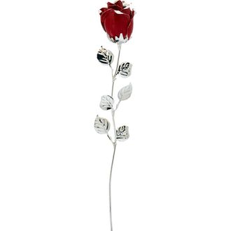 OEM Gran Grabado De Flor Eterna De Rosa Roja Ba&ntilde;ada En Plata Tama&ntilde;o: 33cm Sku: Bg2058r
