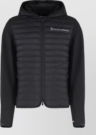 Moncler hooded cardigan quilted front panel
