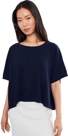 Mod-o-doc Dolman 1/2 Sleeve Open Crew Neck Boxy Top Womens Clothing Vibrant Navy : LG (US 12-14), Cotton/Modal