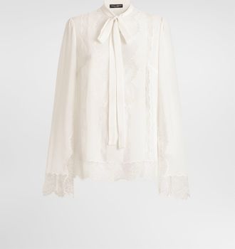 Dolce & Gabbana Silk Georgette Shirt - Woman Shirts And Tops White Silk 38