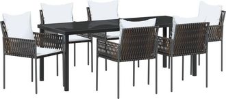 vidaXL Garden Dining Set 7 pcs Brown and Black PE Rattan vidaXL