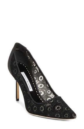 Manolo Blahnik BB Lace Pointed Toe Pump in Black at Nordstrom, Size 10.5Us