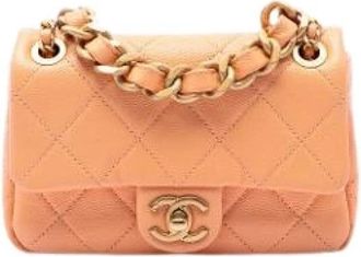 Chanel Pre-owned Mini Flap Bag - Dames - Vintage Mini Tas - Oranje - ONE Size - Leer - Vintage