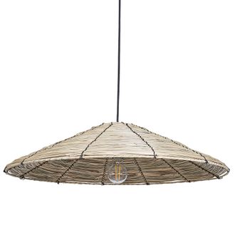 Beliani L&aacute;mpara Colgante Pantalla De Algas Marinas Base De Hierro Estilo Boho Natural Luagan