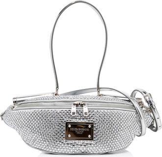 Dolce & Gabbana Pre-owned Womens Rhinestone Embellished Belt Bag - Silver Leather - One Size