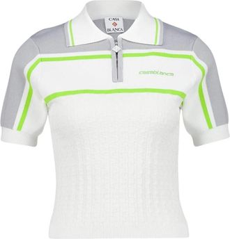 Casablanca Tennis Club Poloshirt met Neonrand - Dames - Polos - Veelkleurig - XS - Polyester - Tops