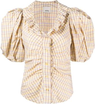 Isabel Marant Catalia puff-sleeve blouse - women - Silk/Cotton - 34 - Yellow