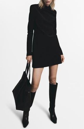 Mango Drape Neck Long Sleeve Dress in Black at Nordstrom Rack, Size 8