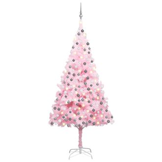 vidaXL &Aacute;rbol De Navidad Preiluminado Con Luces Y Bolas Rosa 210 Cm Vidaxl