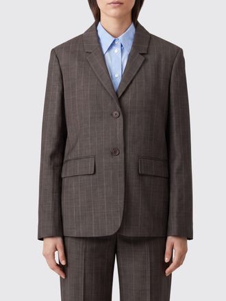 Ganni Blazer monopetto in lana con motivo gessato