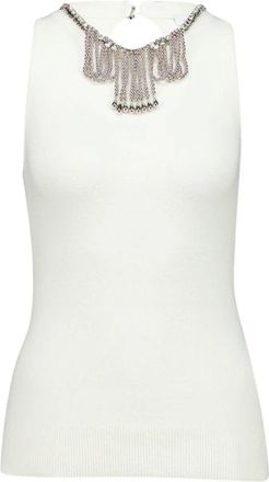 Paco Rabanne Mouwloze Geborduurde Gebreide Top - Dames - Tops zonder mouwen - Beige - M - Tops
