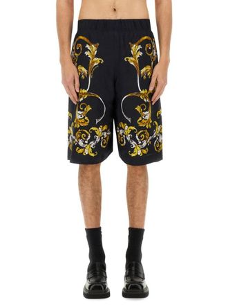 Versace Jeans Couture Shorts With Baroque Outline Print