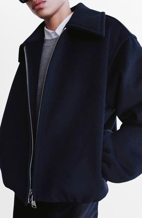 Mango Wool Blend Jacket in Navy at Nordstrom, Size X-Small