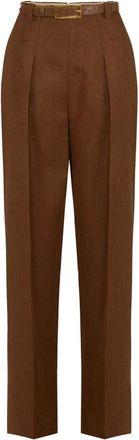 Elisabetta Franchi Pantaloni a vita alta in lana - - Trousers - Donna - Marrone - M