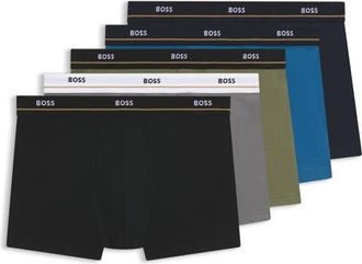 BOSS Essential Assorted 5-Pack Stretch Cotton Trunk Boxers in Black Multi at Nordstrom, Size X-Large