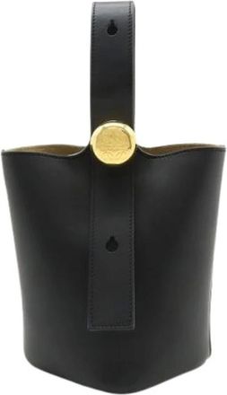 Loewe Pre-owned Bucket Bags, female, Black, Size: ONE SIZE Pre-owned Pebble Smooth Calf Shoulder Bag