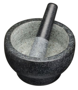 Kitchen Craft Masterclass Mortero De Granito Grande, 20 X 12 Cm - Negro / Gris