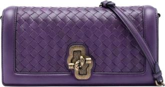 Bottega Veneta Pre-owned Woven Crossbody Bag - Dames - Vintage Schoudertas - Paars - ONE Size - Leer - Vintage