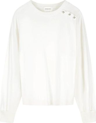 Fab By Fabienne Chapot Molly Manchet Trui - Dames - Ronde hals truien - Wit - XS - Leer - Truien & Vesten