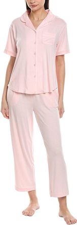 Flora Nikrooz 2pc Knit Notch Collar Capri Pajama Set