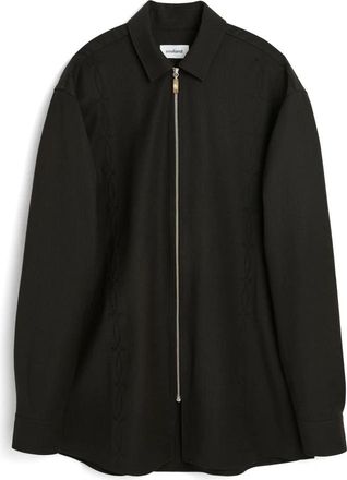 Soulland Derry overshirt met ritssluiting aan de voorkant - Heren - Zomerjassen - Zwart - S/M - Wol - Jassen