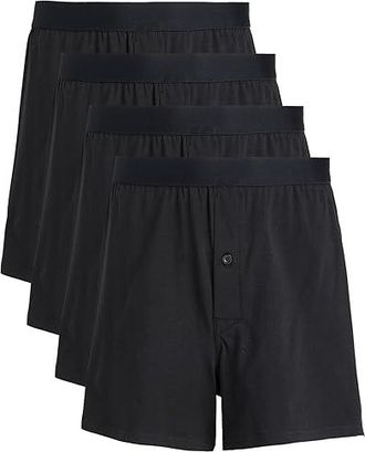 Pact Everyday Knit Boxer 4-Pack Mens Underwear Black : XL, Cotton/Elastane