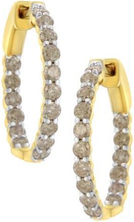 House of Brilliance 10K Yellow Gold Plated Silver Diamond Hoop Earrings at Nordstrom