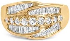 House of Brilliance 14K Yellow Gold 1 Cttw Diamond Cocktail 5 Stone Ring at Nordstrom, Size 7